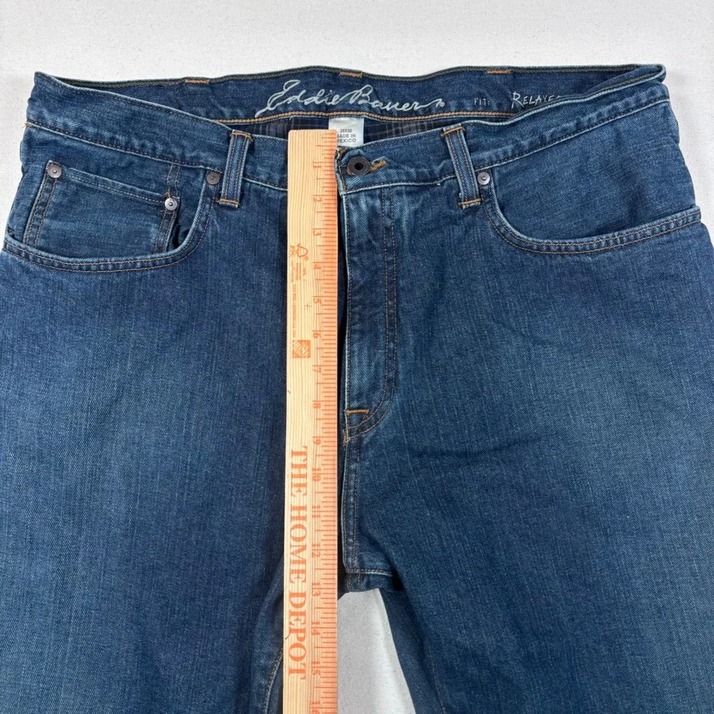 Eddie Bauer Mens Relaxed Fit Flannel Lined Jeans Blue Denim 38x30 Medium Wash